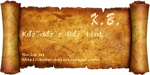 Kádár Bálint névjegykártya